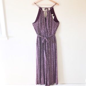Purple Claremont Floral Print Jumpsuit - Size XL